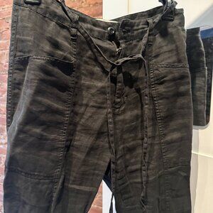 Joie Black Linen Drawstring Cargo Pant - Size 2